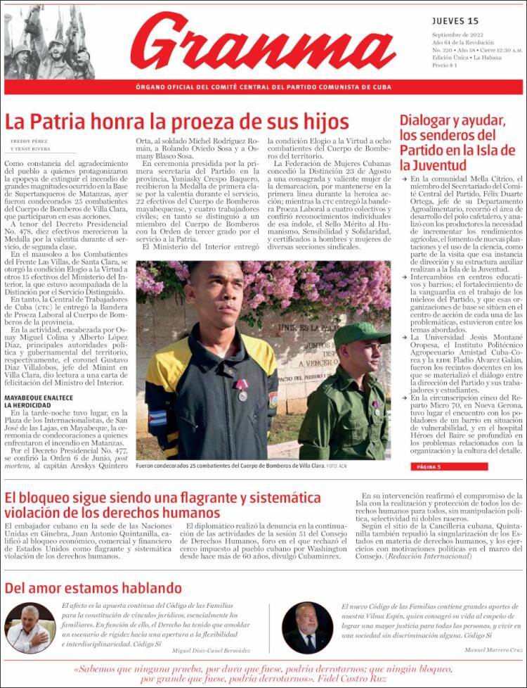 Portada de Granma (Cuba)