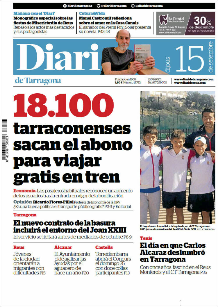 Portada de Diari de Tarragona (España)