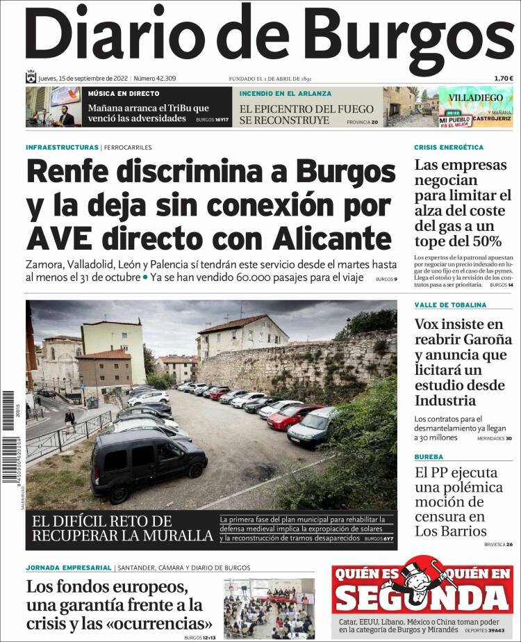 Portada de Diario de Burgos (España)