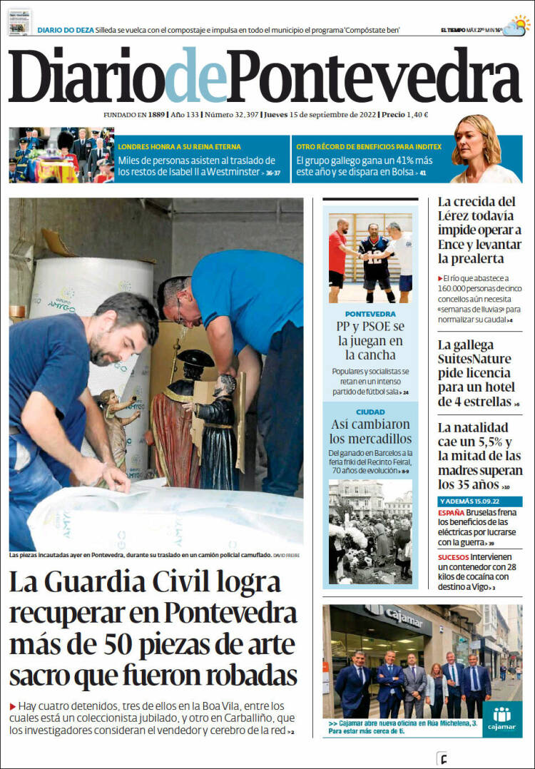 Portada de Diario de Pontevedra (España)