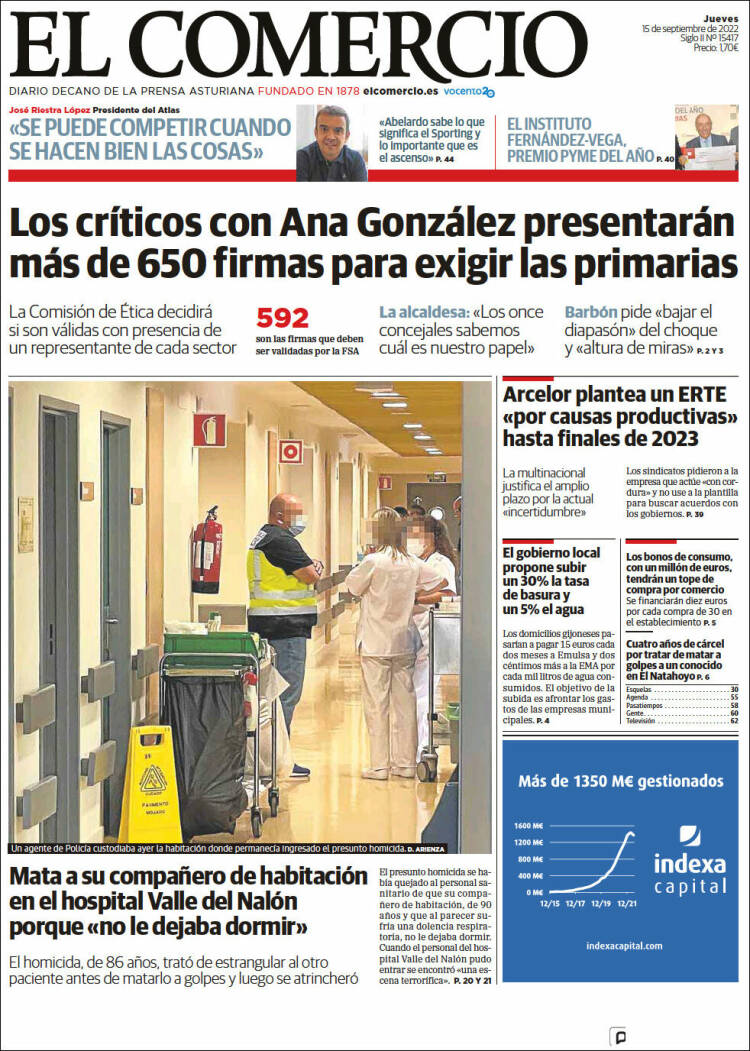 Portada de El Comercio - Gijón (España)