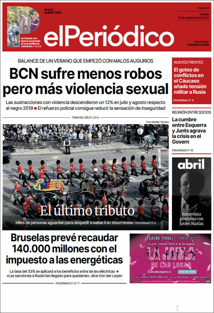 Portada de El Periódico (España)