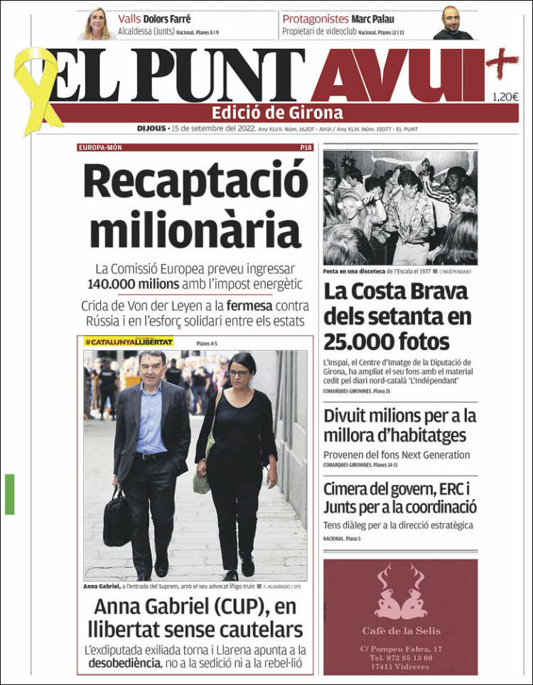 Portada de El Punt Avui - Girona (España)