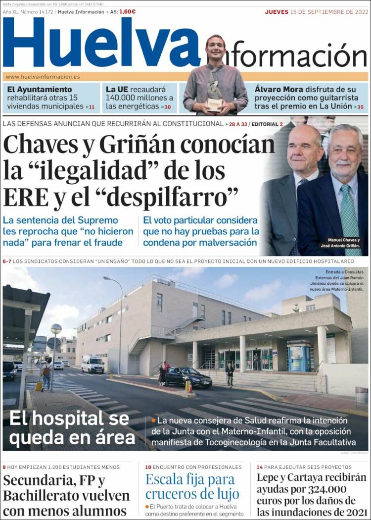 Portada de Huelva Información (España)