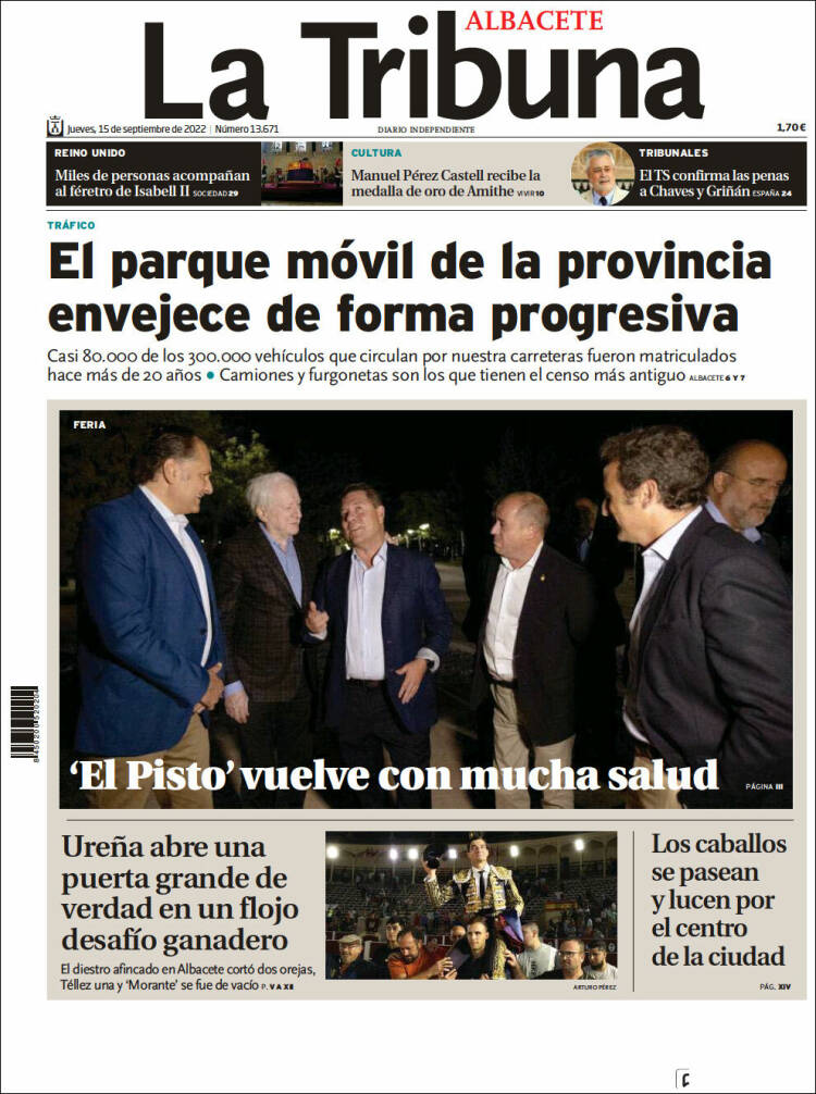 Portada de La Tribuna de Albacete (España)