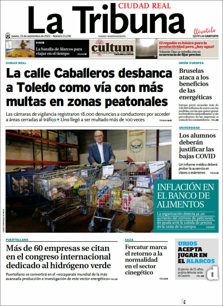 Portada de La Tribuna de Ciudad Real (España)