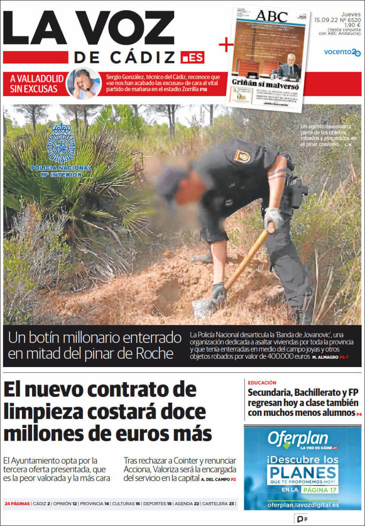 Portada de La Voz de Cádiz (España)