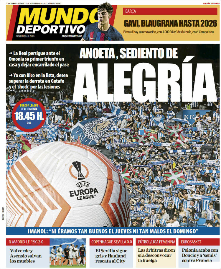 Portada de Mundo Deportivo Gipuzkoa (España)