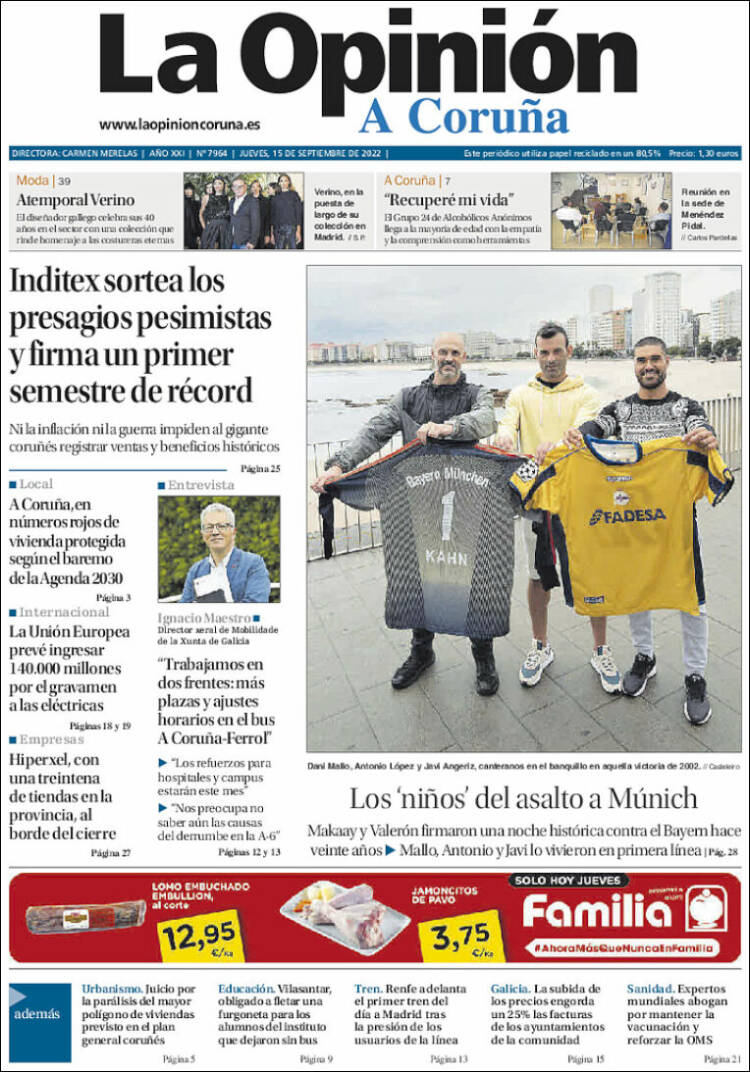 Portada de La Opinión de A Coruña (España)