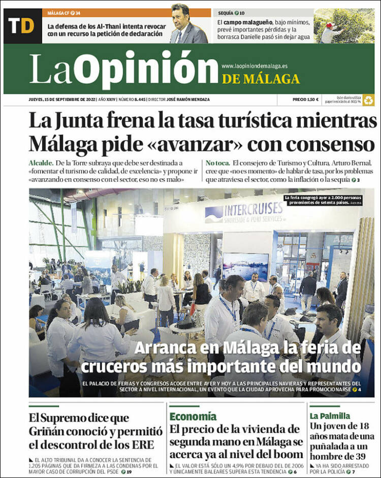 Portada de La Opinión de Málaga (España)