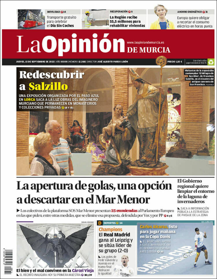 Portada de La Opinión de Murcia (España)