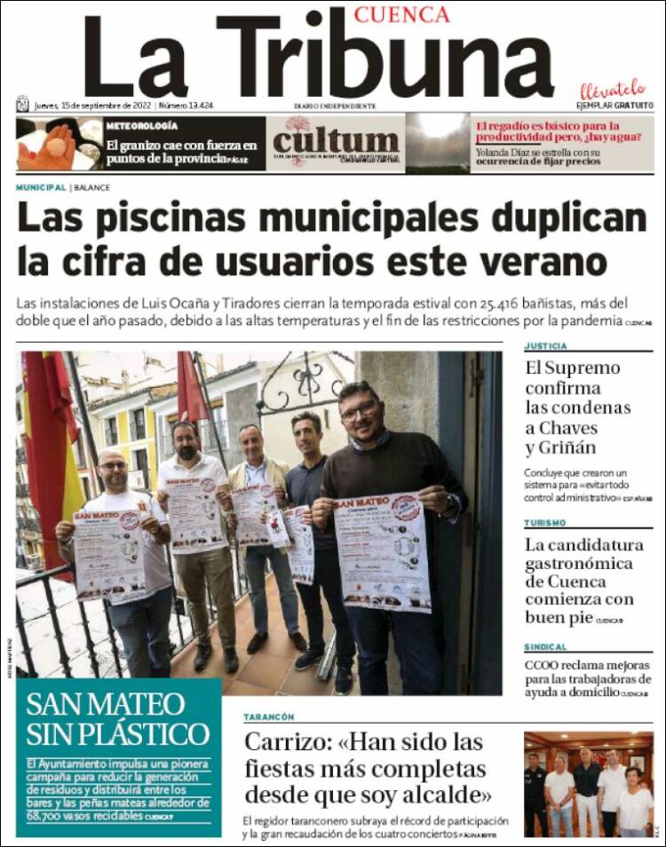 Portada de La Tribuna de Cuenca (España)