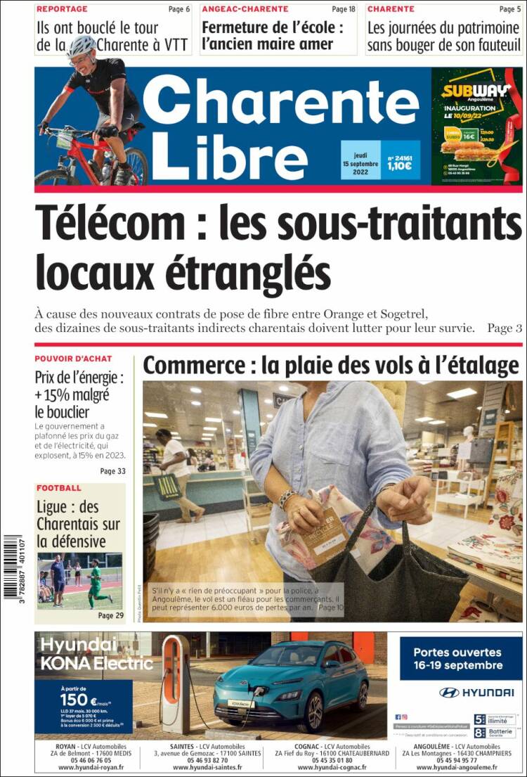Portada de Charente Libre (Francia)