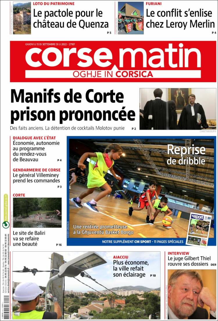 Portada de Corse-Matin (Francia)