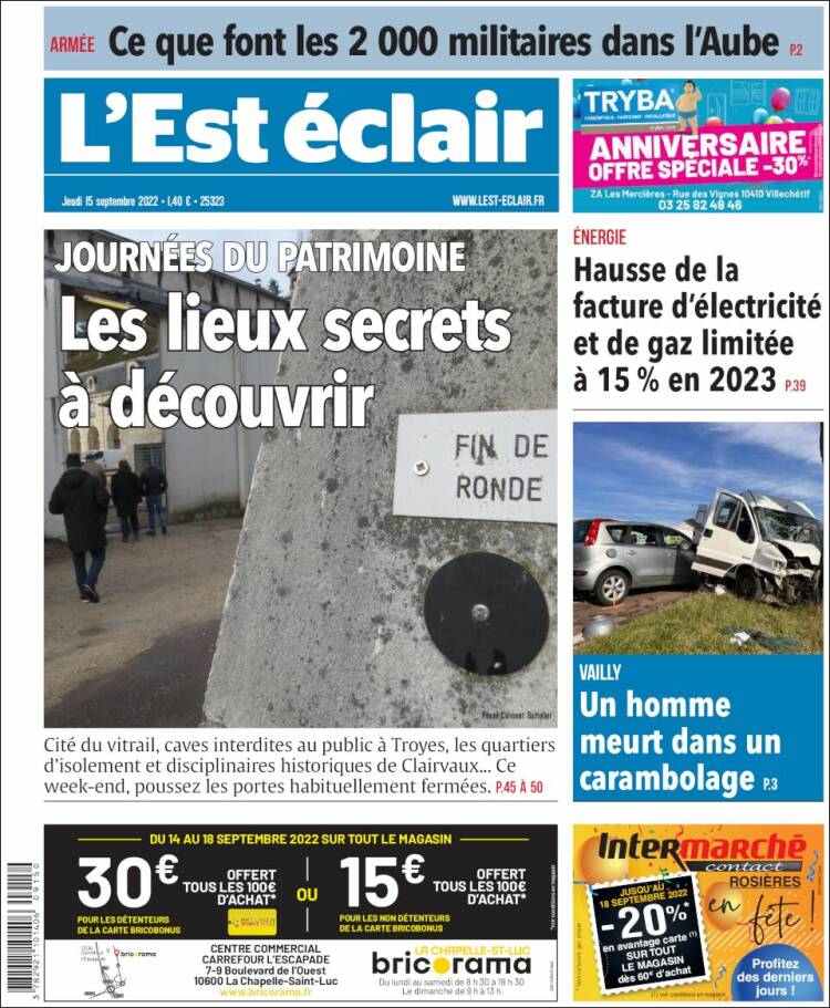 Portada de L'Est Eclair (Francia)