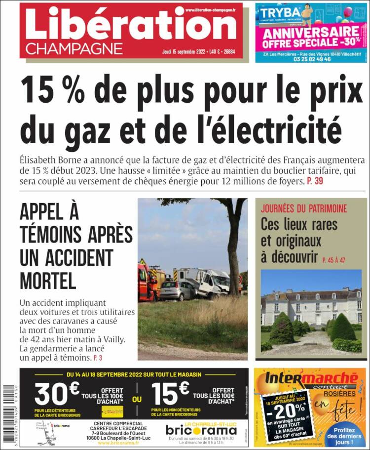 Portada de Libération Champagne (Francia)