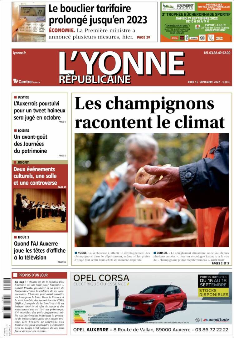 Portada de L'Yonne-Républicaine (Francia)