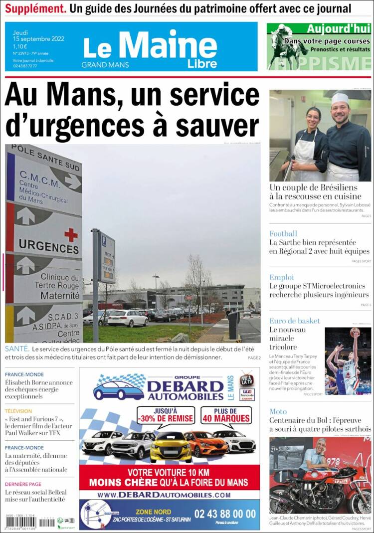Portada de Le Maine Libre (Francia)