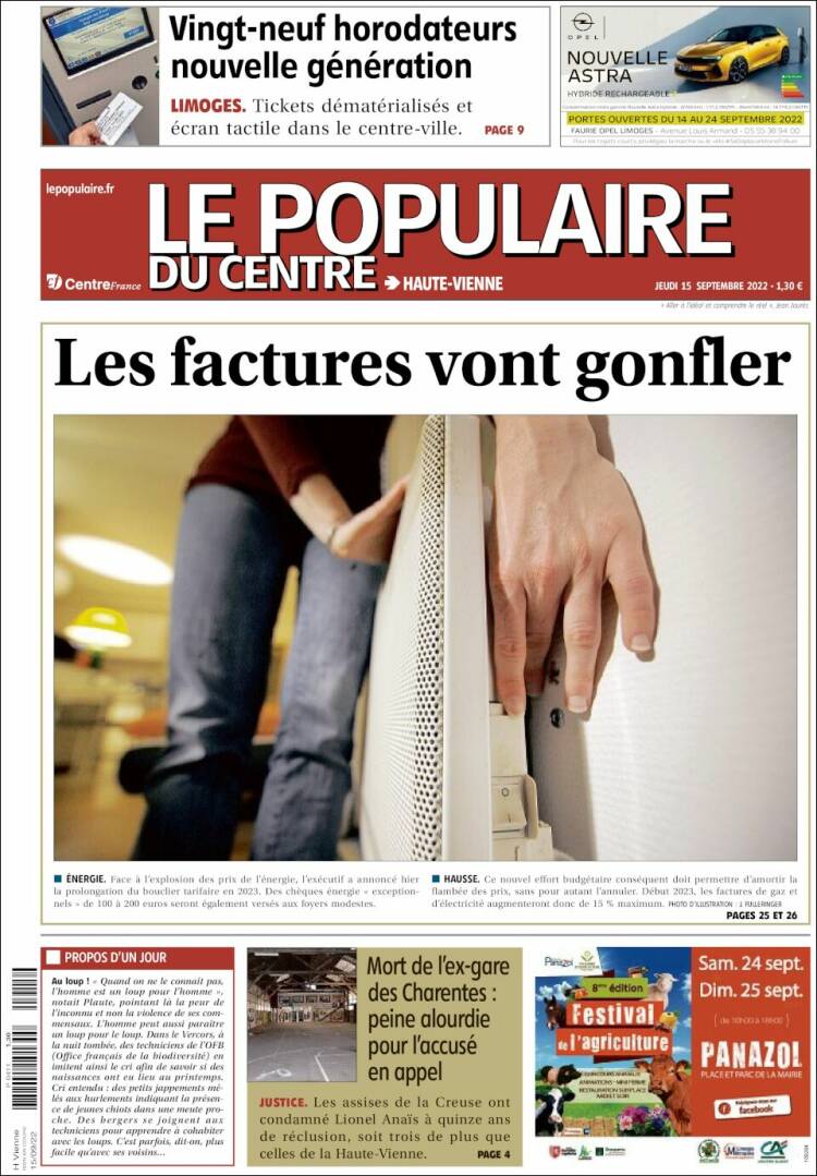 Portada de Le Populaire du Centre (Francia)