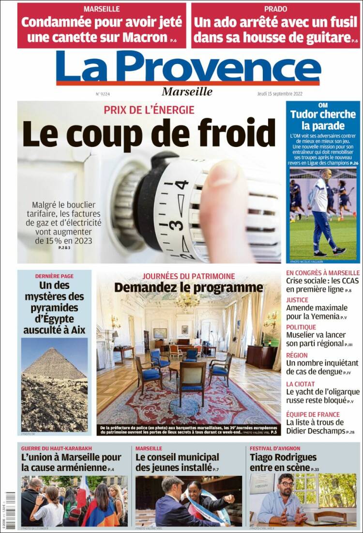 Portada de La Provence (Francia)