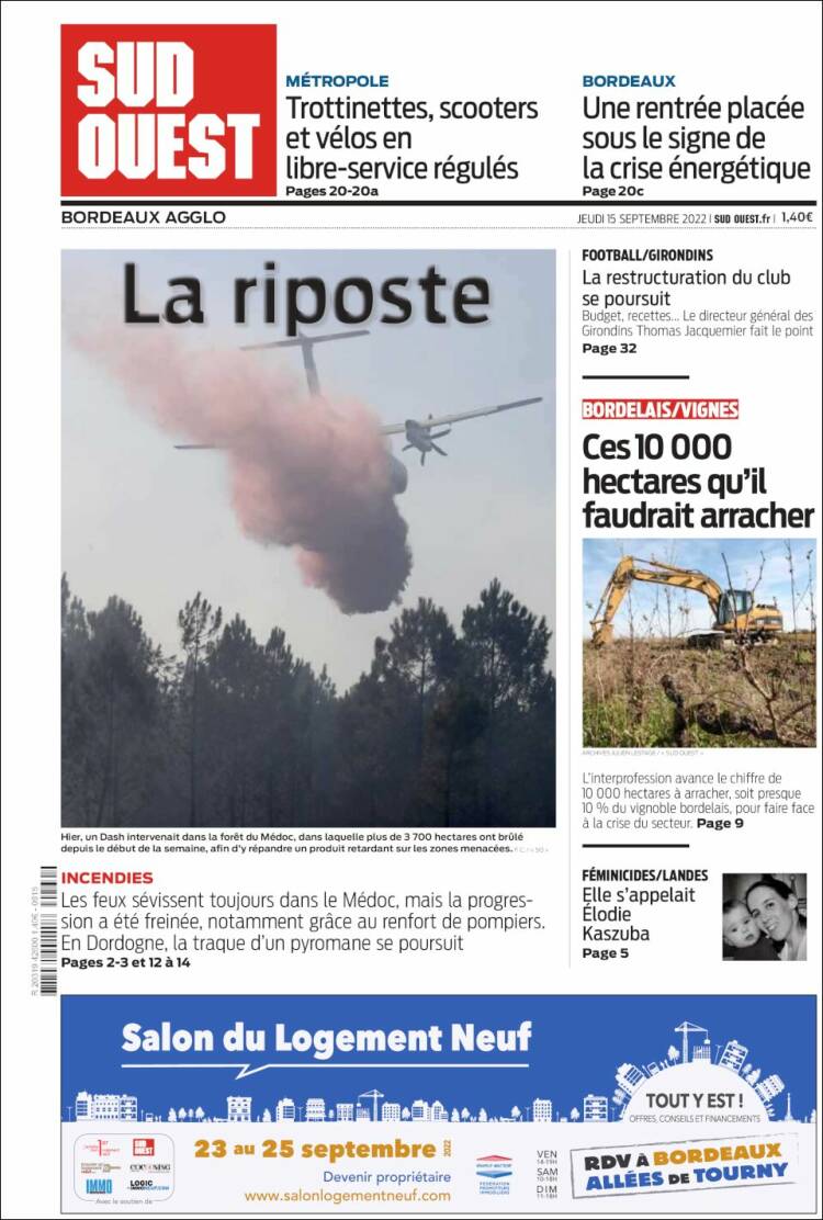 Portada de Sud Ouest (Francia)
