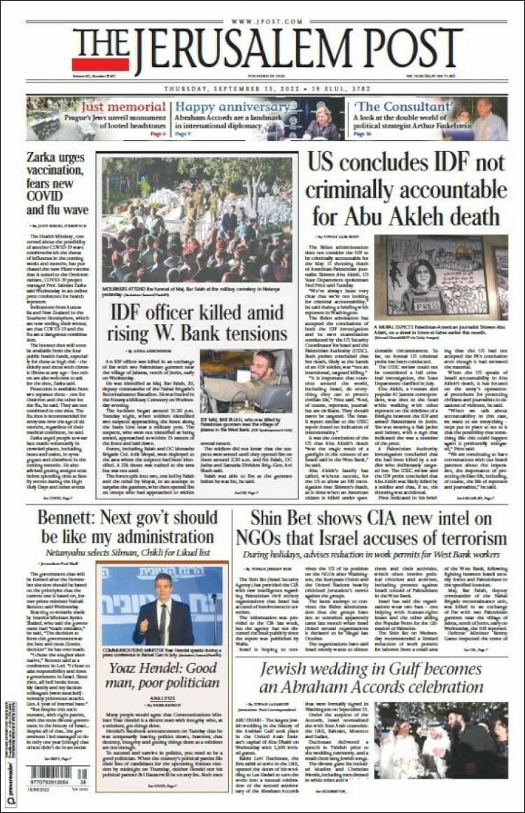 Portada de The Jerusalem Post (Israel)