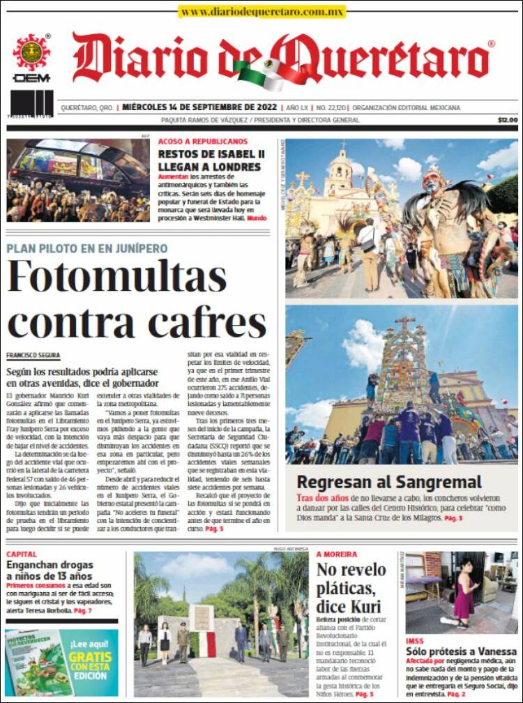 Portada de Diario de Querétaro (México)