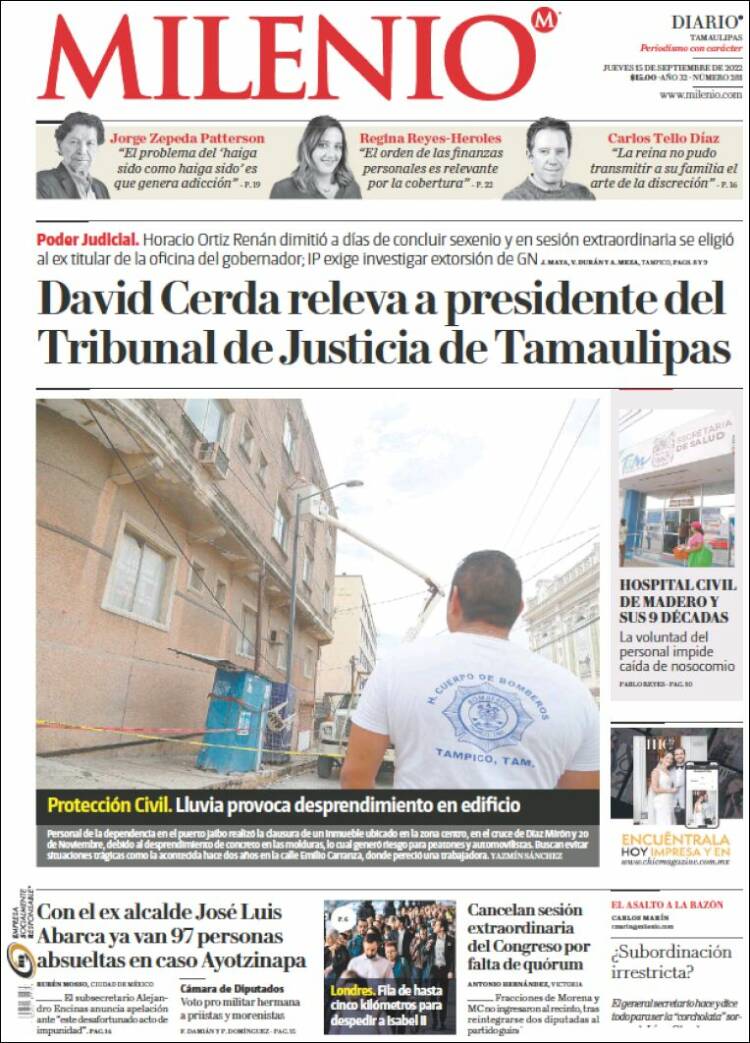 Portada de Milenio - Tamaulipas (México)