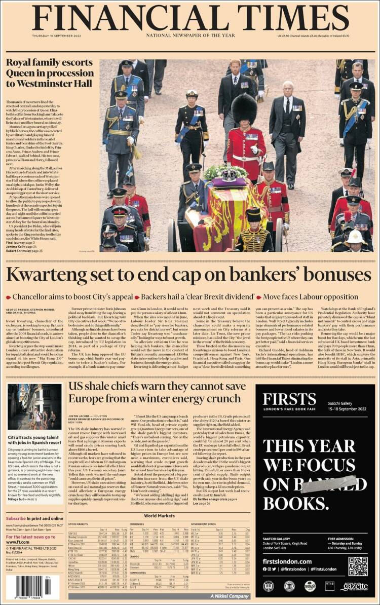 Portada de Financial Times (Reino Unido)