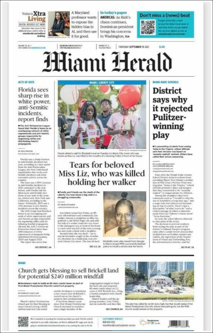 Portada de Miami Herald (USA)