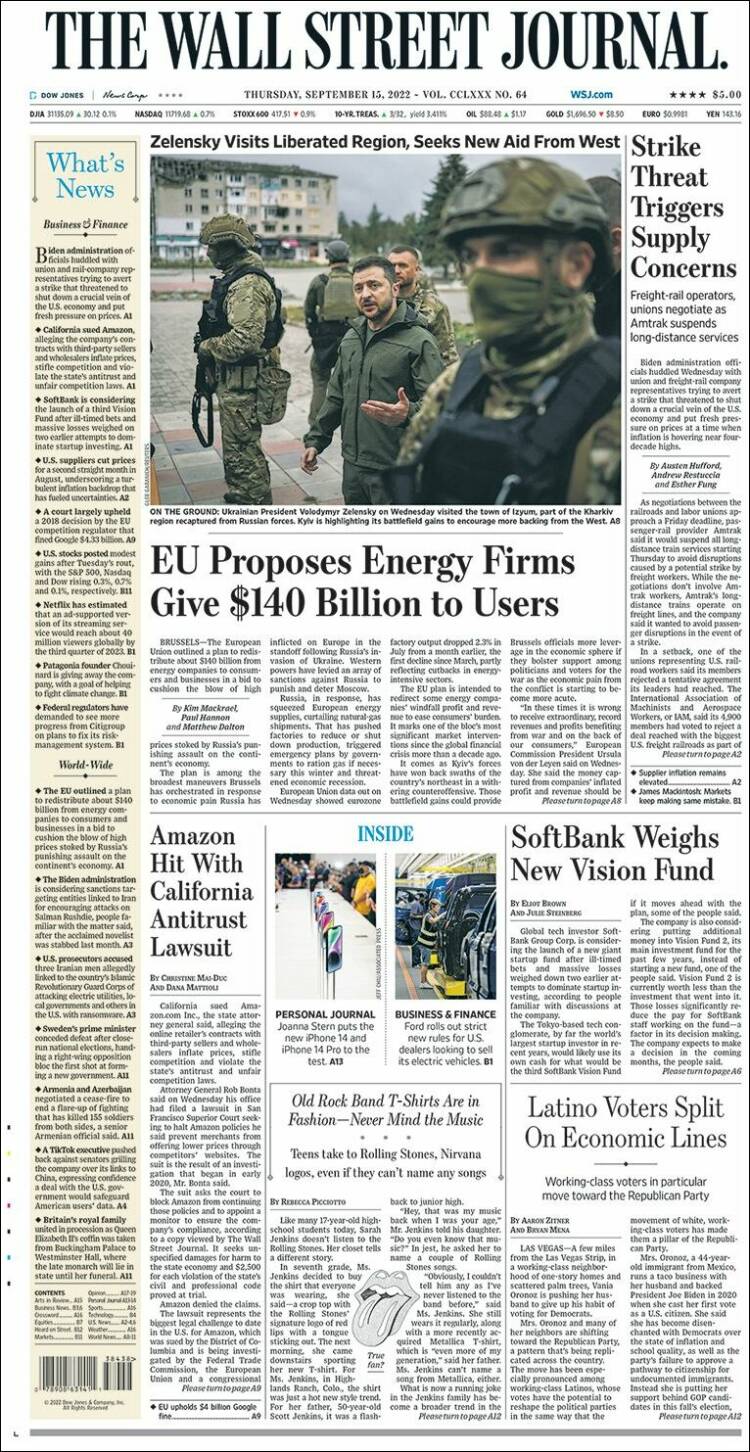 Portada de Wall Street Journal (USA)