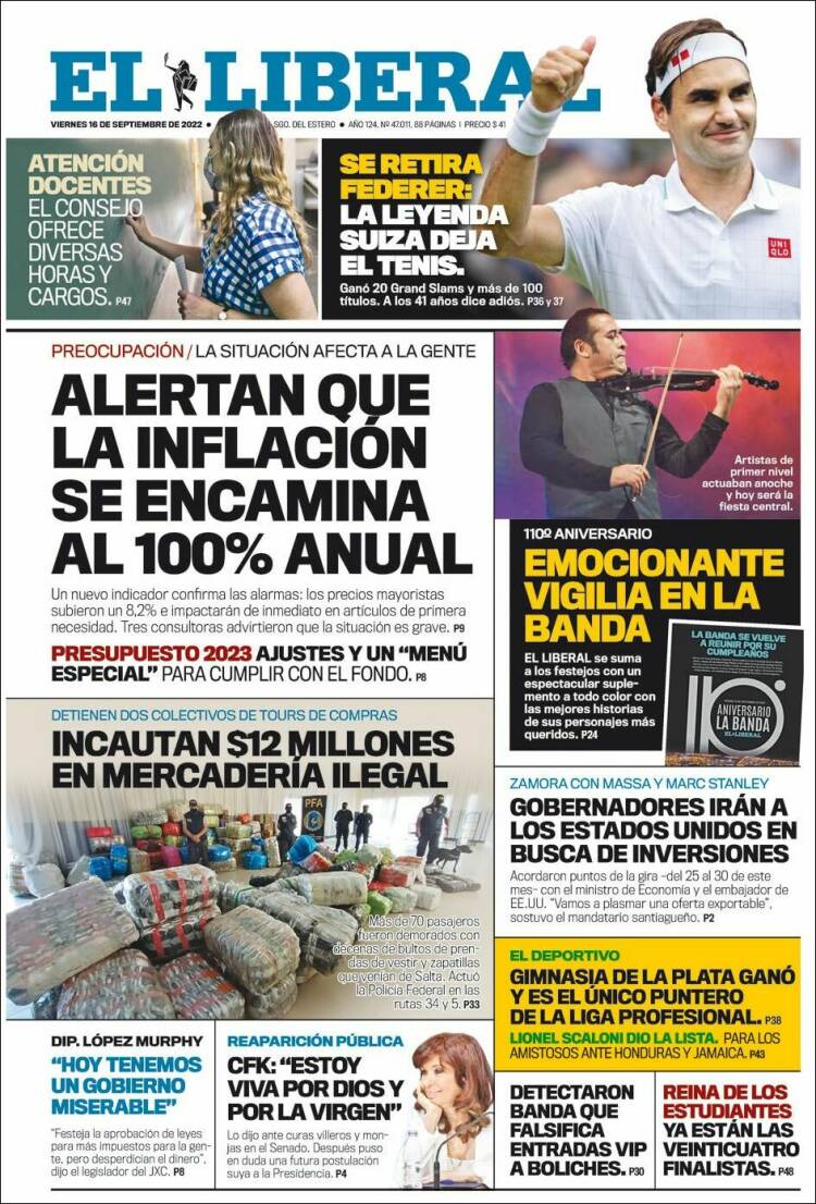 Portada de Diario El Liberal (Argentina)