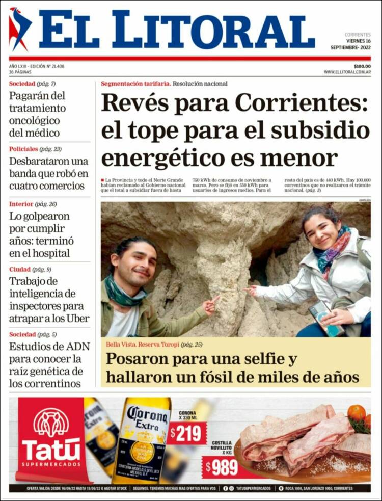 Portada de El Litoral Corrientes (Argentina)