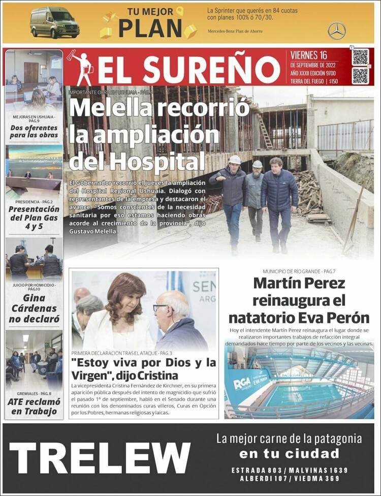 Portada de Diario El Sureño (Argentina)