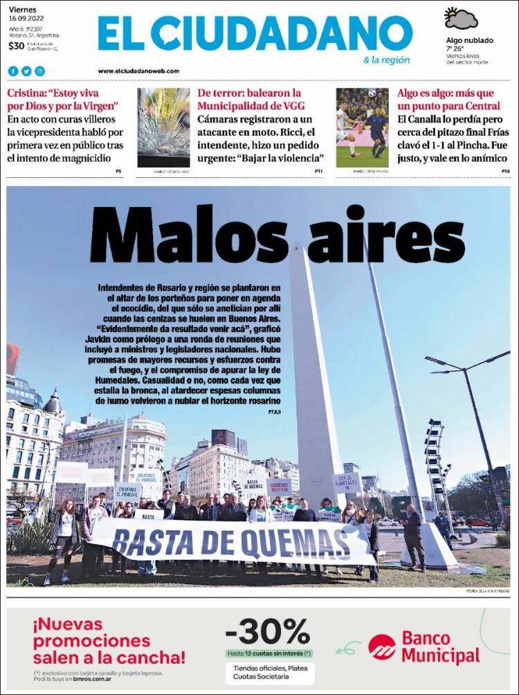 Portada de Diario El Ciudadano (Argentina)