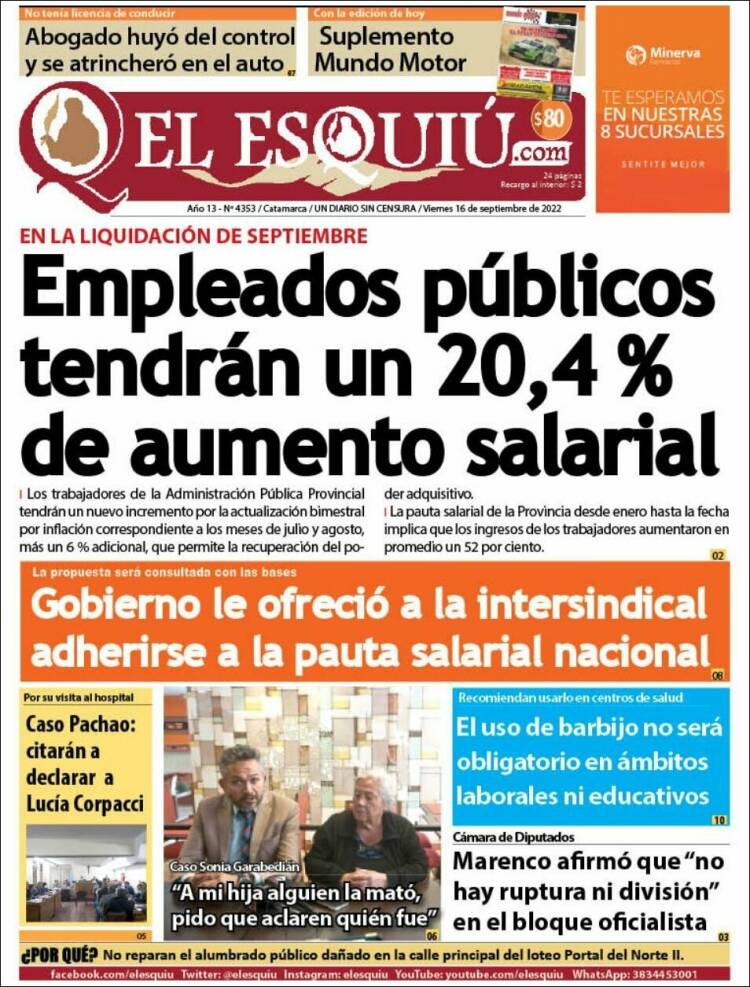 Portada de El Esquiu (Argentina)