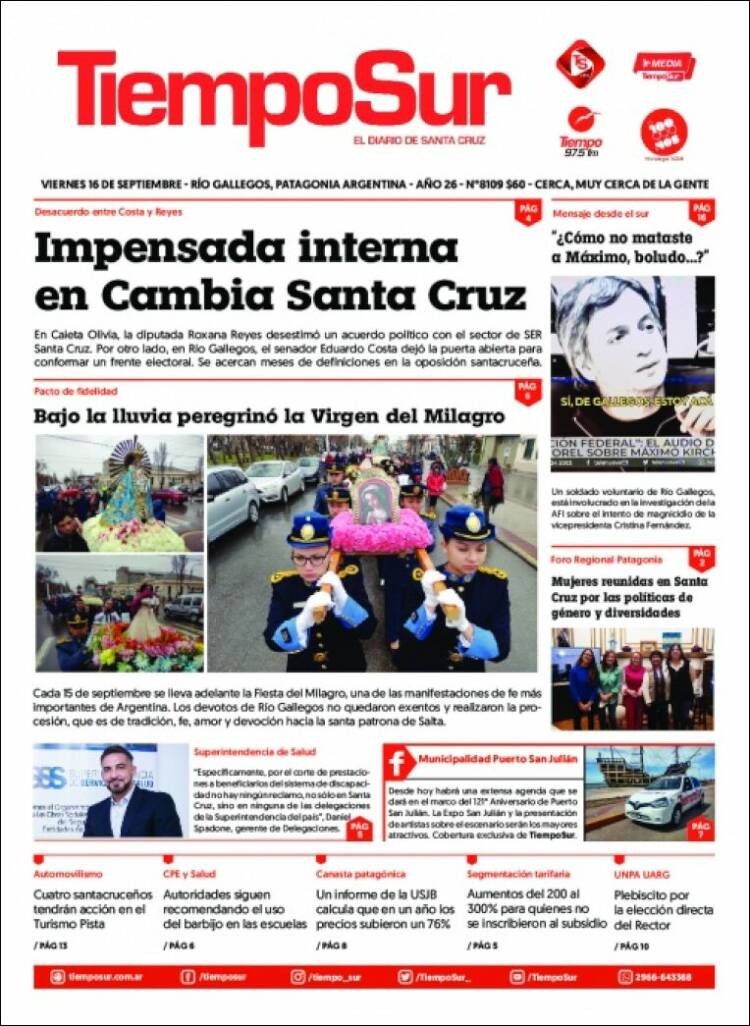 Portada de Tiempo Sur (Argentina)