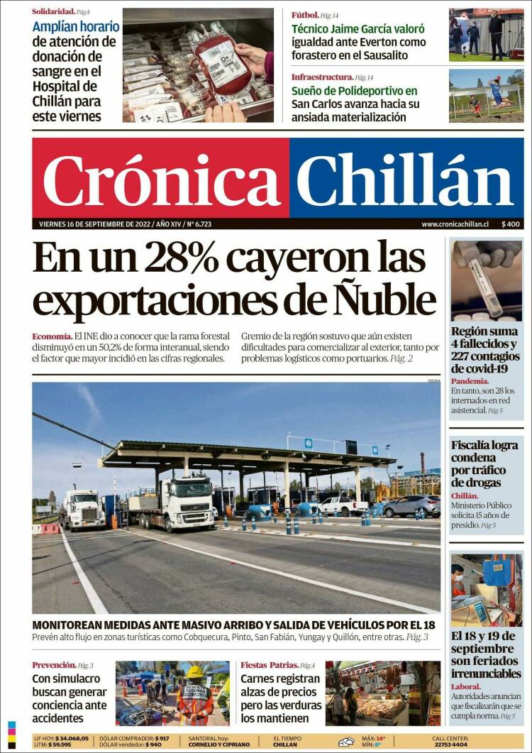 Portada de Crónica Chillán (Chile)