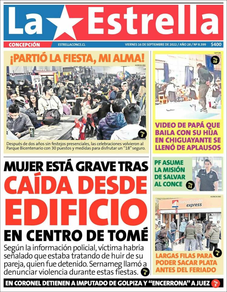 Portada de La Estrella de Concepción (Chile)