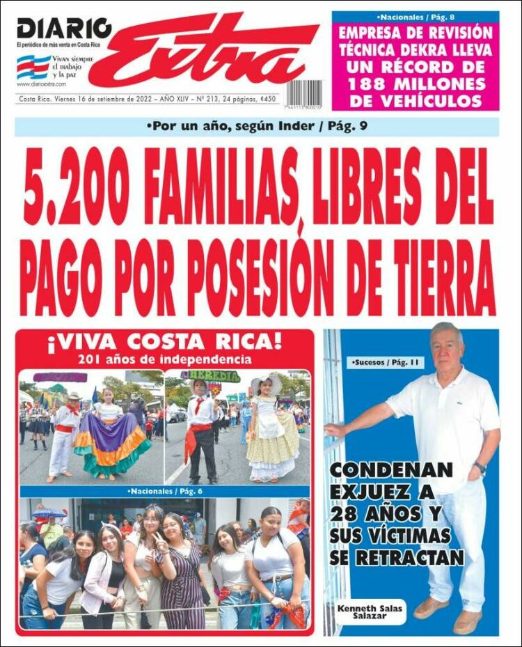 Portada de Diario Extra (Costa Rica)