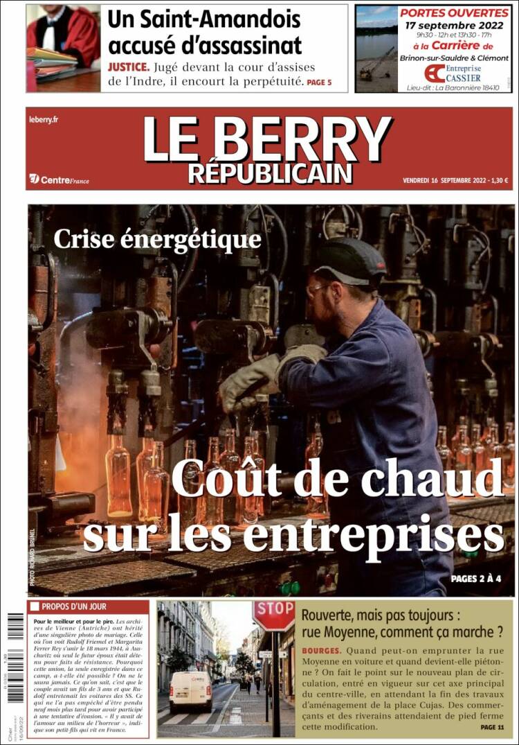 Portada de Berry Republicain (Francia)