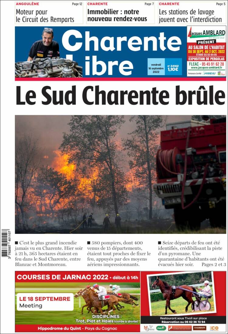 Portada de Charente Libre (Francia)