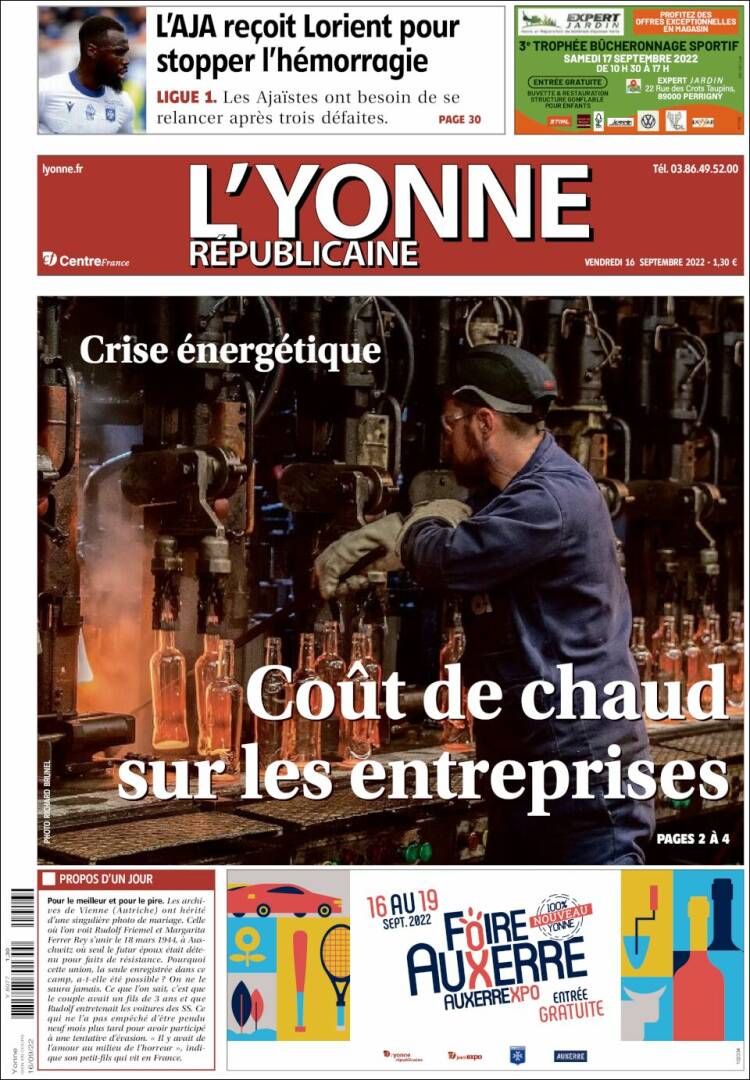 Portada de L'Yonne-Républicaine (Francia)