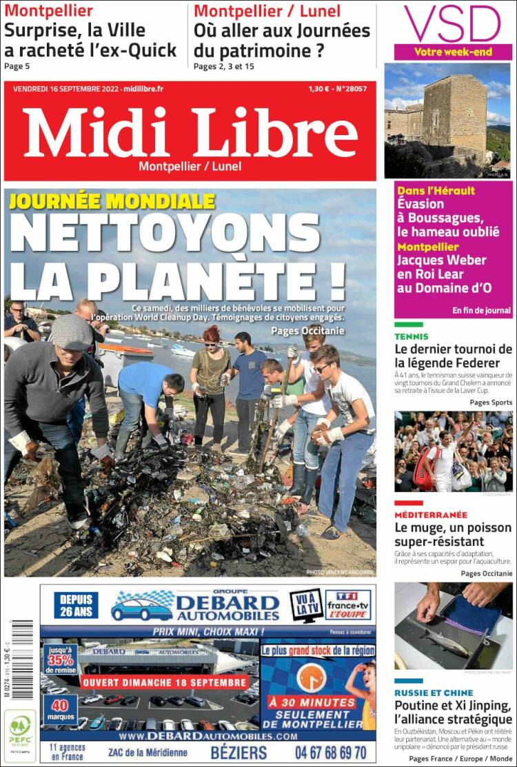 Portada de Midi Libre (Francia)