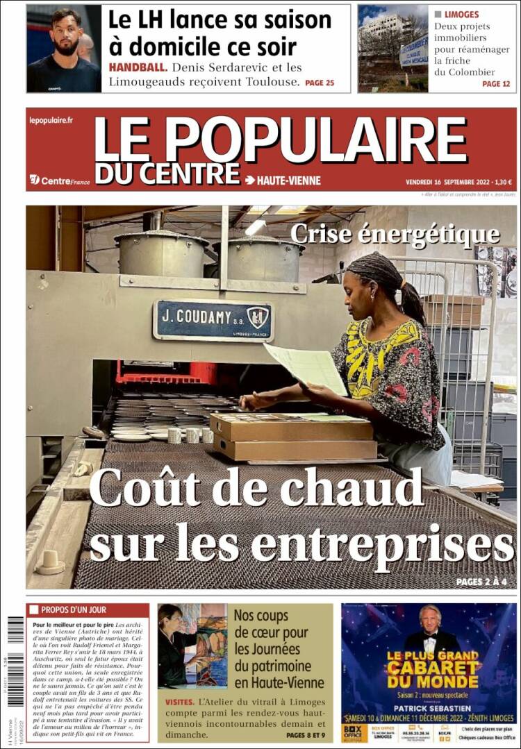 Portada de Le Populaire du Centre (Francia)