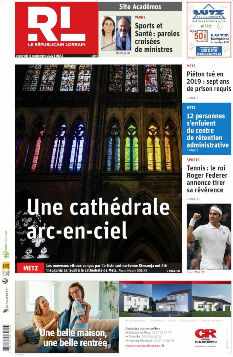 Portada de Le Republicain Lorrain (Francia)