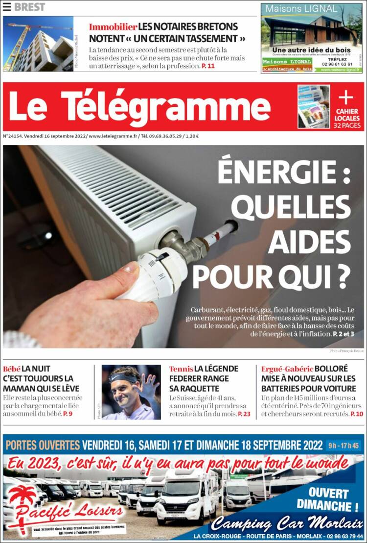 Portada de Télégramme (Francia)