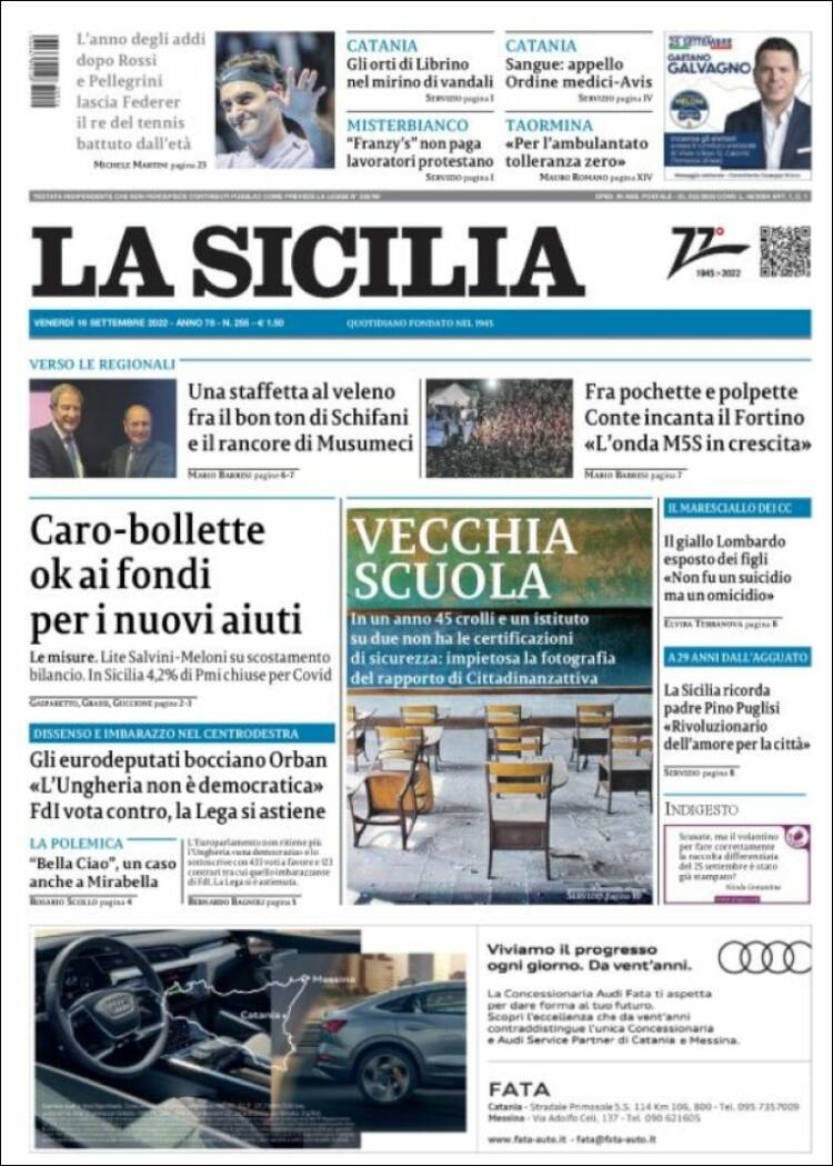 Portada de La Sicilia (Italia)