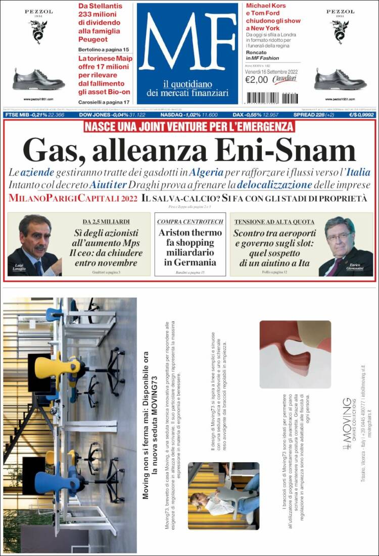 Portada de Milano Finanza (Italia)