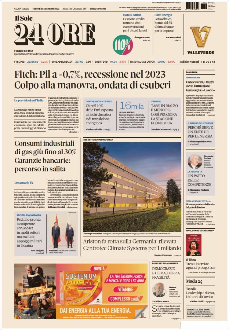 Portada de Il Sole 24 ORE (Italia)